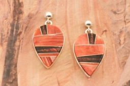 Calvin Begay Genuine Spiny Oyster Shell Sterling Silver Earrings